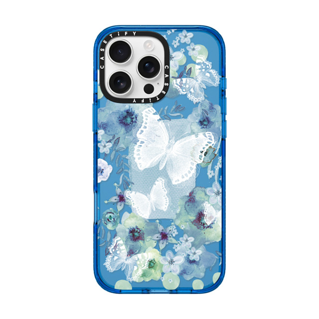 Monika Strigel x CASETiFY iPhone 16 Pro Max ケース スカイブルー インパクトケース MY BLUE BUTTERFLY GARDEN