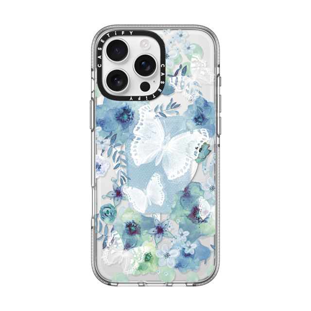 Monika Strigel x CASETiFY iPhone 16 Pro Max ケース クリア クリア ケース MagSafe対応 MY BLUE BUTTERFLY GARDEN