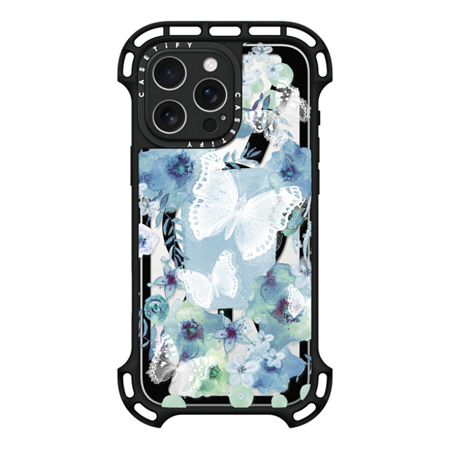 Monika Strigel x CASETiFY iPhone 16 Pro Max ケース ブラック ウルトラ バウンスケース MagSafe対応 MY BLUE BUTTERFLY GARDEN