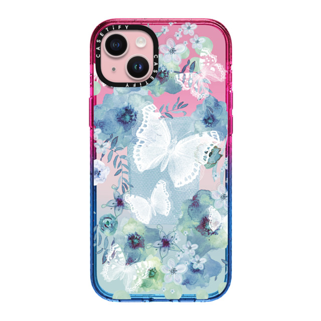 Monika Strigel x CASETiFY iPhone 15 Plus ケース Cotton Candy インパクトケース MY BLUE BUTTERFLY GARDEN