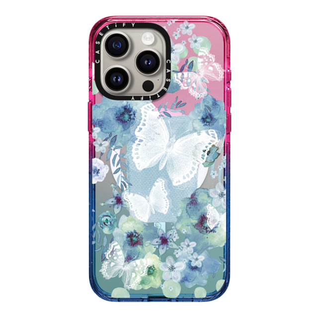 Monika Strigel x CASETiFY iPhone 15 Pro Max ケース Cotton Candy インパクトケース MagSafe対応 MY BLUE BUTTERFLY GARDEN