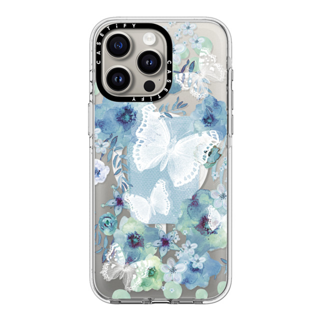 Monika Strigel x CASETiFY iPhone 15 Pro Max ケース クリア クリア ケース MagSafe対応 MY BLUE BUTTERFLY GARDEN