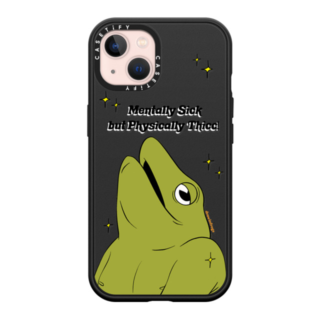 Drawinfrogs x CASETiFY iPhone 13 ケース マットブラック インパクトケース MagSafe対応 Mentally Sick but Physically Thicc!