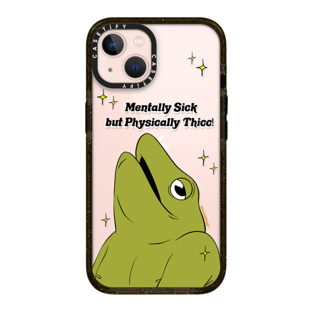 Drawinfrogs x CASETiFY iPhone 13 ケース ブラック インパクトケース Mentally Sick but Physically Thicc!