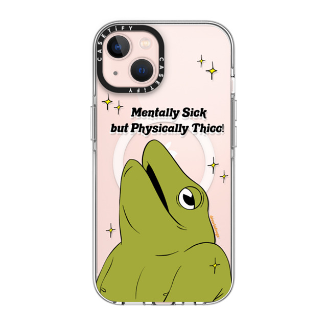 Drawinfrogs x CASETiFY iPhone 13 ケース クリア クリア ケース MagSafe対応 Mentally Sick but Physically Thicc!