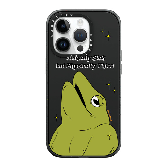 Drawinfrogs x CASETiFY iPhone 14 Pro ケース マットブラック インパクトケース MagSafe対応 Mentally Sick but Physically Thicc!