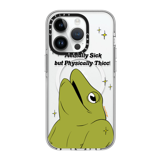 Drawinfrogs x CASETiFY iPhone 14 Pro ケース クリア クリア ケース MagSafe対応 Mentally Sick but Physically Thicc!