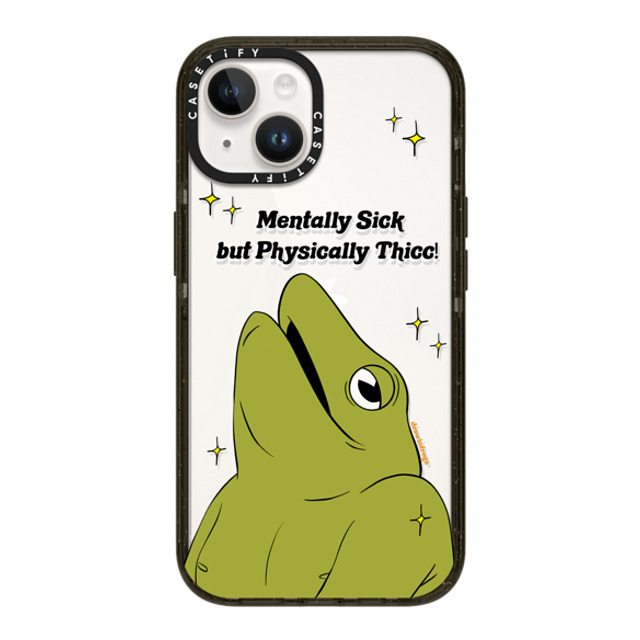 Drawinfrogs x CASETiFY iPhone 14 ケース ブラック インパクトケース Mentally Sick but Physically Thicc!