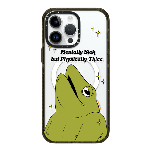 Drawinfrogs x CASETiFY iPhone 14 Pro Max ケース ブラック インパクトケース MagSafe対応 Mentally Sick but Physically Thicc!