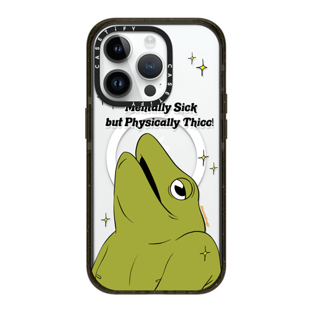 Drawinfrogs x CASETiFY iPhone 14 Pro ケース ブラック インパクトケース MagSafe対応 Mentally Sick but Physically Thicc!