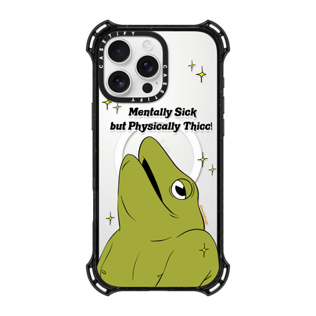 Drawinfrogs x CASETiFY iPhone 16 Pro Max ケース ブラック バウンスケース Mentally Sick but Physically Thicc!