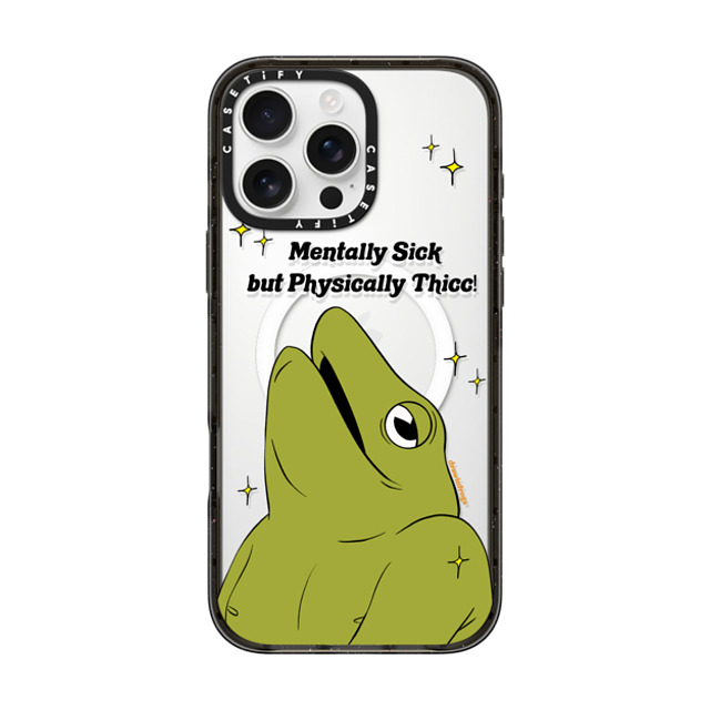 Drawinfrogs x CASETiFY iPhone 16 Pro Max ケース ブラック インパクトケース MagSafe対応 Mentally Sick but Physically Thicc!