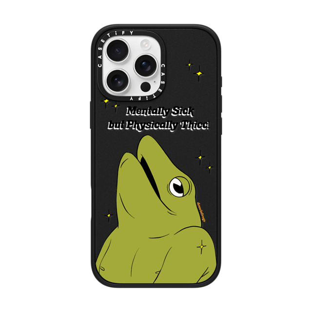 Drawinfrogs x CASETiFY iPhone 16 Pro Max ケース マットブラック インパクトケース MagSafe対応 Mentally Sick but Physically Thicc!