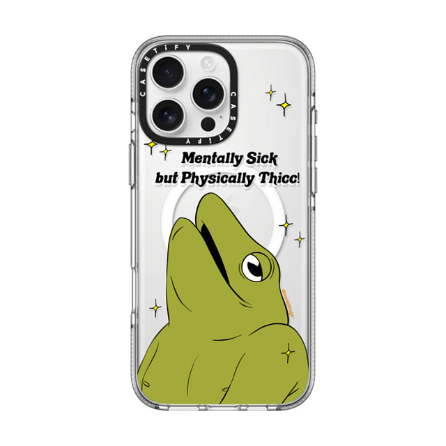 Drawinfrogs x CASETiFY iPhone 16 Pro Max ケース クリア クリア ケース MagSafe対応 Mentally Sick but Physically Thicc!