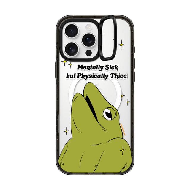 Drawinfrogs x CASETiFY iPhone 16 Pro Max ケース ブラック インパクトリングスタンドケース MagSafe対応 Mentally Sick but Physically Thicc!