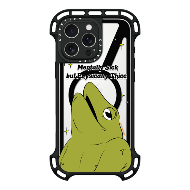 Drawinfrogs x CASETiFY iPhone 16 Pro Max ケース ブラック ウルトラ バウンスケース MagSafe対応 Mentally Sick but Physically Thicc!