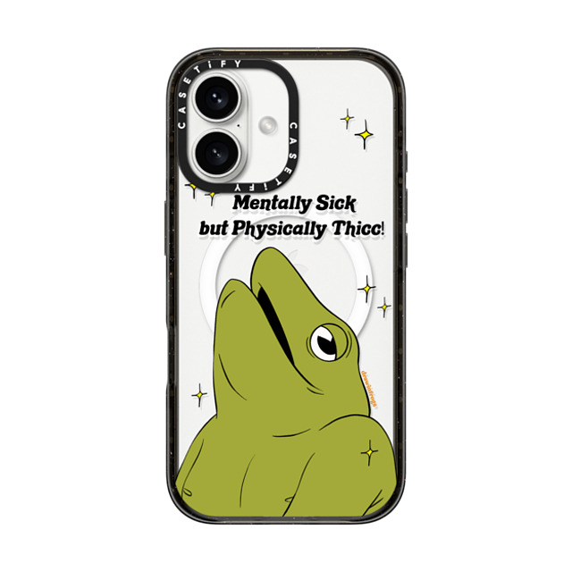 Drawinfrogs x CASETiFY iPhone 16 ケース ブラック インパクトケース MagSafe対応 Mentally Sick but Physically Thicc!