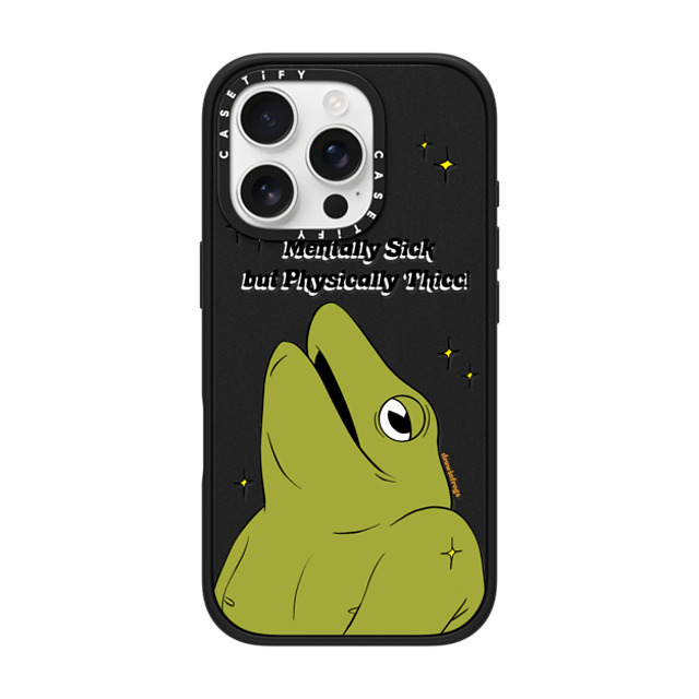 Drawinfrogs x CASETiFY iPhone 16 Pro ケース マットブラック インパクトケース MagSafe対応 Mentally Sick but Physically Thicc!