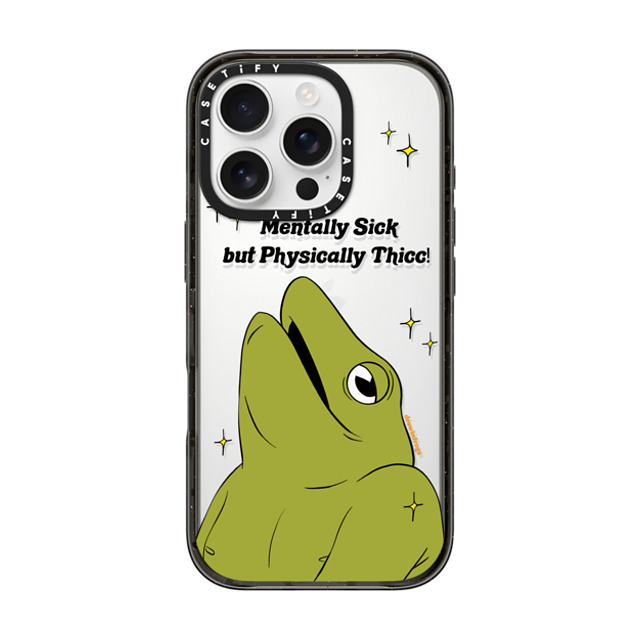 Drawinfrogs x CASETiFY iPhone 16 Pro ケース ブラック インパクトケース Mentally Sick but Physically Thicc!