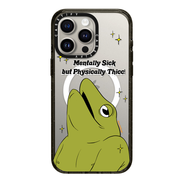 Drawinfrogs x CASETiFY iPhone 15 Pro Max ケース ブラック インパクトケース MagSafe対応 Mentally Sick but Physically Thicc!