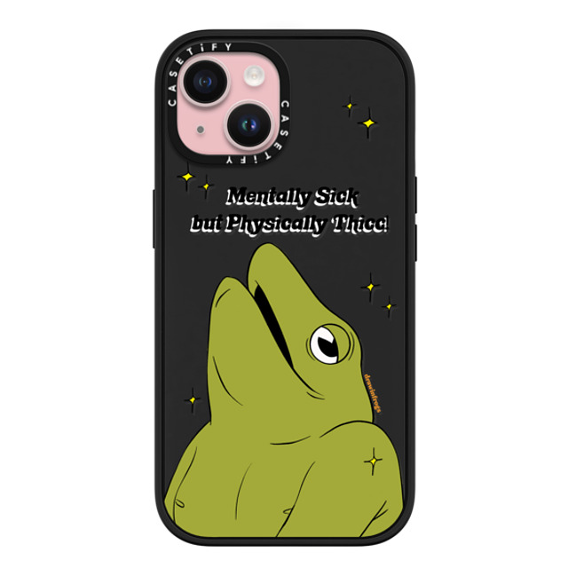 Drawinfrogs x CASETiFY iPhone 15 ケース マットブラック インパクトケース MagSafe対応 Mentally Sick but Physically Thicc!