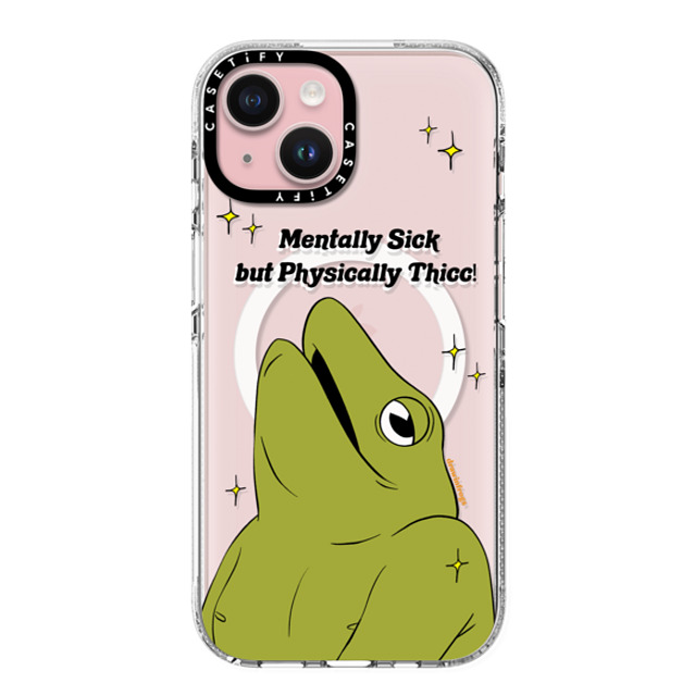 Drawinfrogs x CASETiFY iPhone 15 ケース クリア クリア ケース MagSafe対応 Mentally Sick but Physically Thicc!