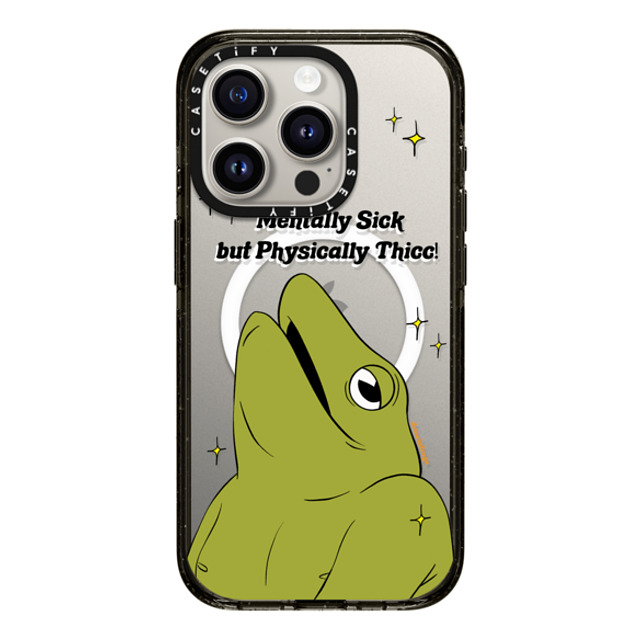 Drawinfrogs x CASETiFY iPhone 15 Pro ケース ブラック インパクトケース MagSafe対応 Mentally Sick but Physically Thicc!