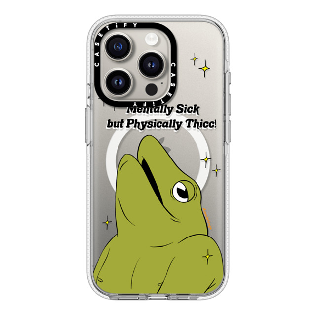 Drawinfrogs x CASETiFY iPhone 15 Pro ケース クリア クリア ケース MagSafe対応 Mentally Sick but Physically Thicc!