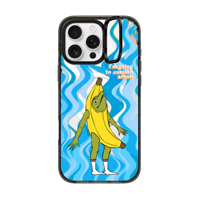 Drawinfrogs x CASETiFY iPhone 16 Pro Max ケース ブラック インパクトリングスタンドケース MagSafe対応 Arson Banana