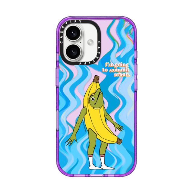 Drawinfrogs x CASETiFY iPhone 16 ケース パープル インパクトケース Arson Banana