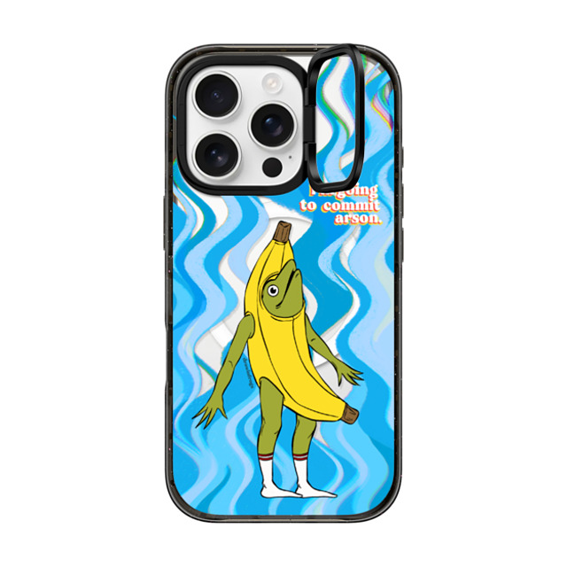 Drawinfrogs x CASETiFY iPhone 16 Pro ケース ブラック インパクトリングスタンドケース MagSafe対応 Arson Banana