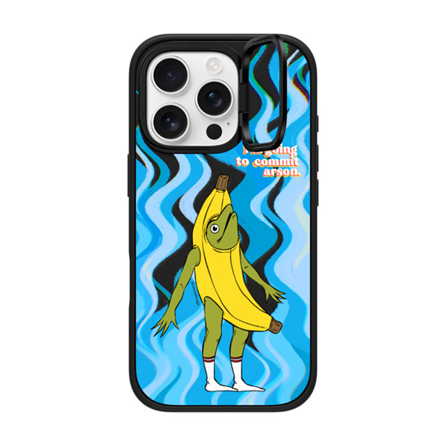 Drawinfrogs x CASETiFY iPhone 16 Pro ケース マットブラック インパクトリングスタンドケース MagSafe対応 Arson Banana