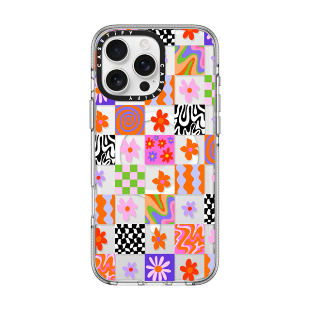 Illustrated by Charlie x CASETiFY iPhone 16 Pro Max Case Floral,Pattern クリア クリア ケース MagSafe対応 Retro Checkerboard by Illustrated By Charlie Mother's Day Illustrated by Charlie x CASETiFY iPhone 16 Pro Max Case Floral,Pattern クリア クリア ケース MagSafe対応 Retro Checkerboard by Illustrated By Charlie Mother's Day