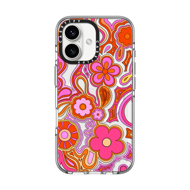 Illustrated by Charlie x CASETiFY iPhone 16 ケース Floral,Pattern クリア クリア ケース MagSafe対応 Retro Flower Power by Illustrated By Charlie Back to School Illustrated by Charlie x CASETiFY iPhone 16 ケース Floral,Pattern クリア クリア ケース MagSafe対応 Retro Flower Power by Illustrated By Charlie Back to School