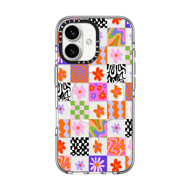 Illustrated by Charlie x CASETiFY iPhone 16 ケース Floral,Pattern クリア クリア ケース MagSafe対応 Retro Checkerboard by Illustrated By Charlie Mother's Day Illustrated by Charlie x CASETiFY iPhone 16 ケース Floral,Pattern クリア クリア ケース MagSafe対応 Retro Checkerboard by Illustrated By Charlie Mother's Day