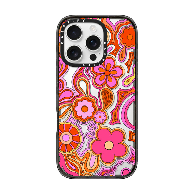 Illustrated by Charlie x CASETiFY iPhone 16 Pro ケース Floral,Pattern ブラック インパクトケース Retro Flower Power by Illustrated By Charlie Back to School Illustrated by Charlie x CASETiFY iPhone 16 Pro ケース Floral,Pattern ブラック インパクトケース Retro Flower Power by Illustrated By Charlie Back to School