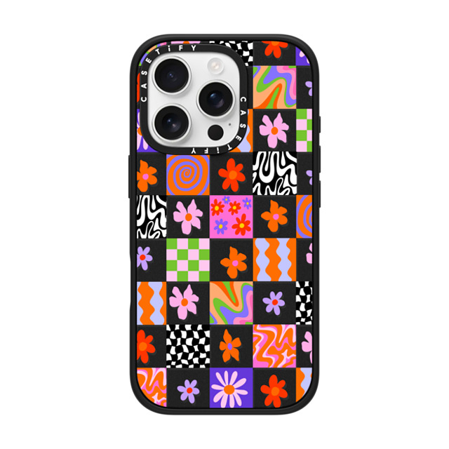 Illustrated by Charlie x CASETiFY iPhone 16 Pro Case Floral,Pattern マットブラック インパクトケース MagSafe対応 Retro Checkerboard by Illustrated By Charlie Mother's Day Illustrated by Charlie x CASETiFY iPhone 16 Pro Case Floral,Pattern マットブラック インパクトケース MagSafe対応 Retro Checkerboard by Illustrated By Charlie Mother's Day