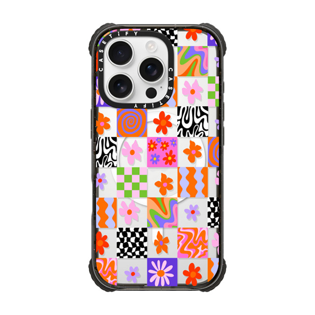 Illustrated by Charlie x CASETiFY iPhone 16 Pro ケース Floral,Pattern ブラック ウルトラ インパクトケース MagSafe 対応 Retro Checkerboard by Illustrated By Charlie Mother's Day Illustrated by Charlie x CASETiFY iPhone 16 Pro ケース Floral,Pattern ブラック ウルトラ インパクトケース MagSafe 対応 Retro Checkerboard by Illustrated By Charlie Mother's Day
