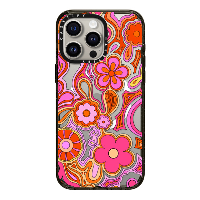 Illustrated by Charlie x CASETiFY iPhone 15 Pro Max Case Floral,Pattern Black Impact Case MagSafe Compatible Retro Flower Power by Illustrated By Charlie Back to School Illustrated by Charlie x CASETiFY iPhone 15 Pro Max Case Floral,Pattern Black Impact Case MagSafe Compatible Retro Flower Power by Illustrated By Charlie Back to School