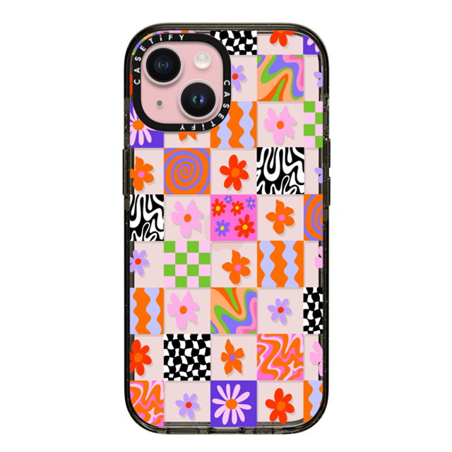 Illustrated by Charlie x CASETiFY iPhone 15 Case Floral,Pattern ブラック インパクトケース Retro Checkerboard by Illustrated By Charlie Mother's Day Illustrated by Charlie x CASETiFY iPhone 15 Case Floral,Pattern ブラック インパクトケース Retro Checkerboard by Illustrated By Charlie Mother's Day