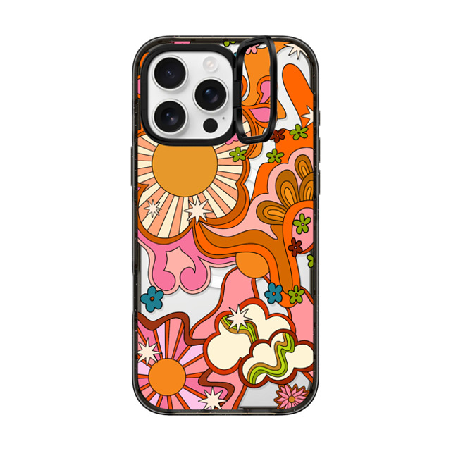 Illustrated by Charlie x CASETiFY iPhone 16 Pro Max Case Floral,Pattern Black インパクトリングスタンドケース MagSafe対応 Seventies Psychedelic by Illustrated by Charlie Father's Day Illustrated by Charlie x CASETiFY iPhone 16 Pro Max Case Floral,Pattern Black インパクトリングスタンドケース MagSafe対応 Seventies Psychedelic by Illustrated by Charlie Father's Day