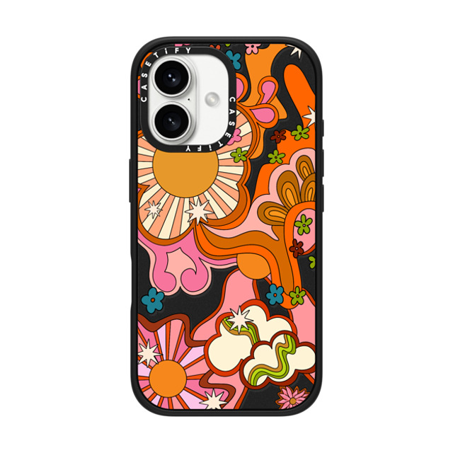 Illustrated by Charlie x CASETiFY iPhone 16 Case Floral,Pattern Matte Black Impact Case MagSafe Compatible Seventies Psychedelic by Illustrated by Charlie Father's Day Illustrated by Charlie x CASETiFY iPhone 16 Case Floral,Pattern Matte Black Impact Case MagSafe Compatible Seventies Psychedelic by Illustrated by Charlie Father's Day