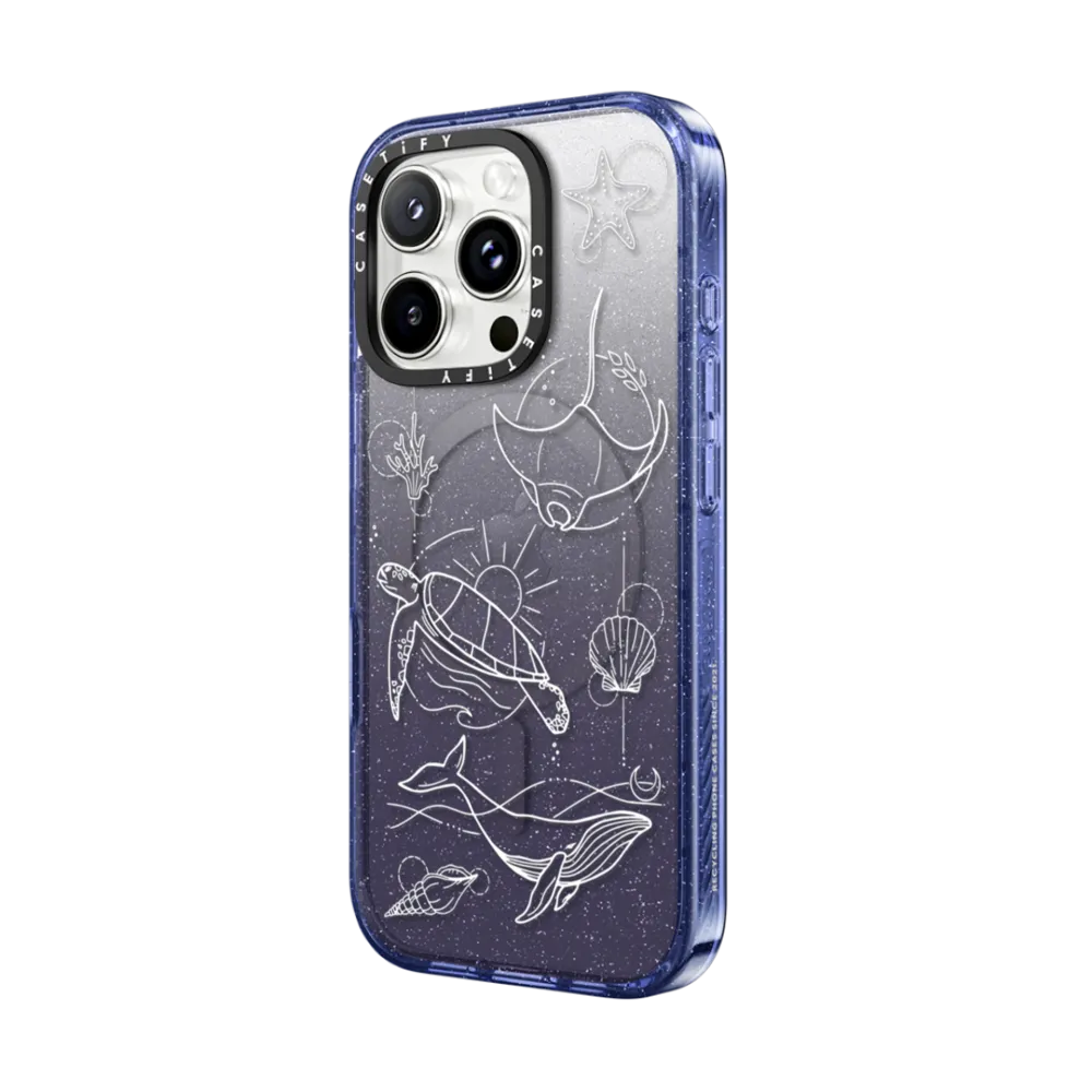 Impact iPhone 16 Pro Max Case MagSafe Compatible - Under The Sea with White Lines By Bella Rose Art