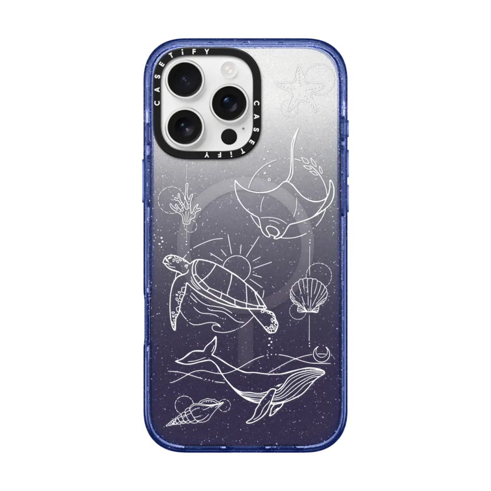 Impact iPhone 16 Pro Max Case MagSafe Compatible - Under The Sea with White Lines By Bella Rose Art