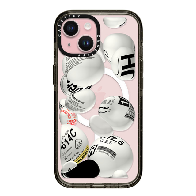 Kunel Gaur x CASETiFY iPhone 15 ケース ブラック インパクトケース MagSafe対応 Sub-Atomic Info Wars