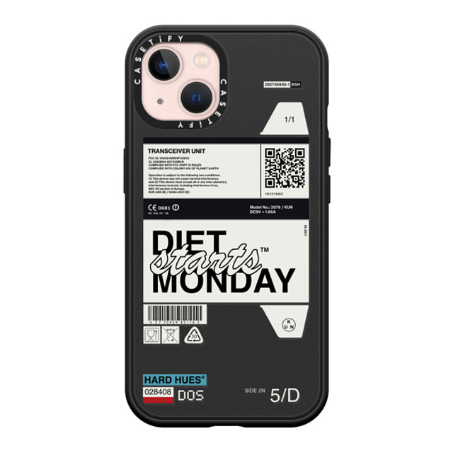 Kunel Gaur x CASETiFY iPhone 13 ケース マットブラック インパクトケース MagSafe対応 Diet Starts Monday