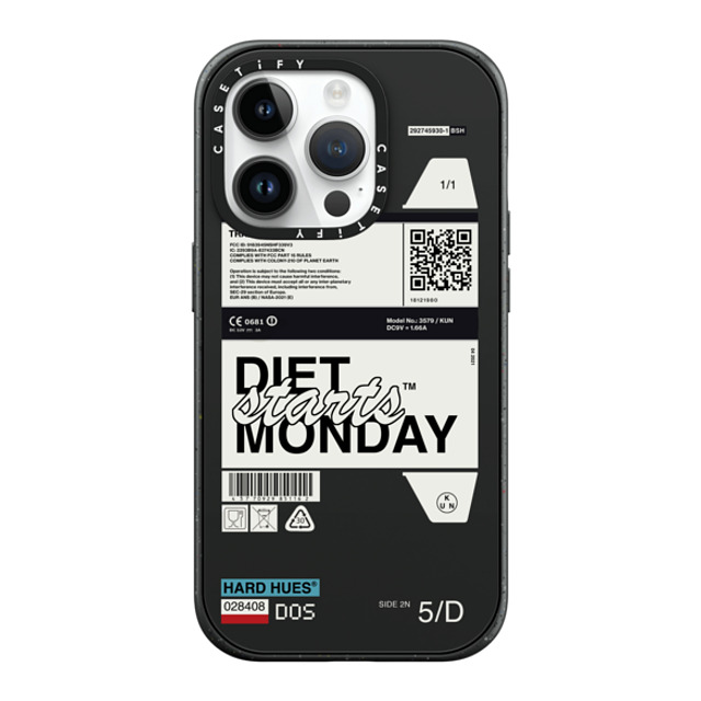 Kunel Gaur x CASETiFY iPhone 14 Pro ケース マットブラック インパクトケース MagSafe対応 Diet Starts Monday