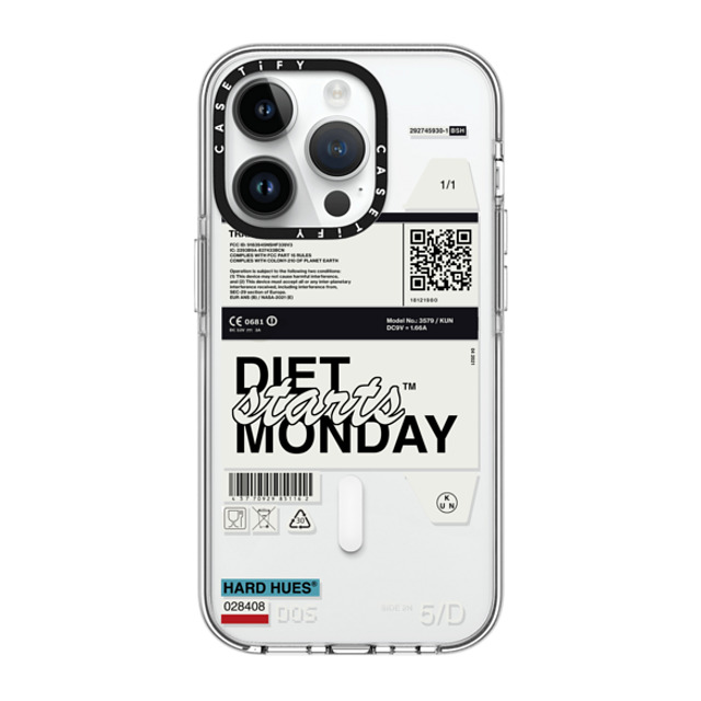 Kunel Gaur x CASETiFY iPhone 14 Pro ケース クリア クリア ケース MagSafe対応 Diet Starts Monday