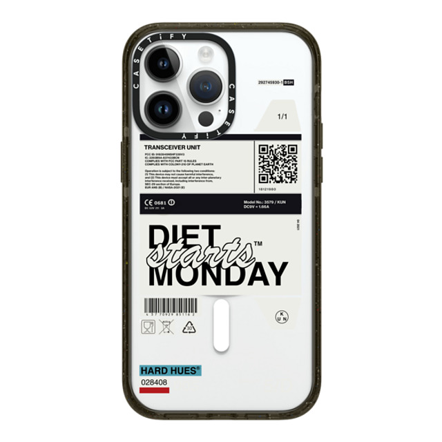 Kunel Gaur x CASETiFY iPhone 14 Pro Max ケース ブラック インパクトケース MagSafe対応 Diet Starts Monday