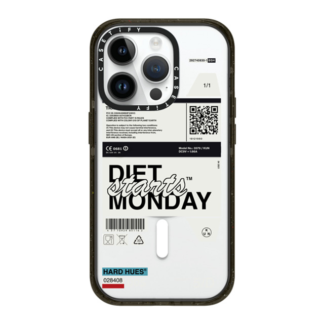 Kunel Gaur x CASETiFY iPhone 14 Pro ケース ブラック インパクトケース MagSafe対応 Diet Starts Monday